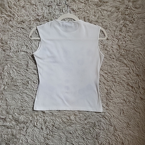 TFNC Paris London Y2K Style White Stretchy Sleeveless Tank Top Glittery Purple - Picture 6 of 10